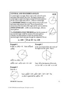 Central and Inscribed Angles Worksheet for 10th Grade | Lesson Planet