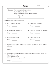 Mean, Median, Mode and Range Worksheets