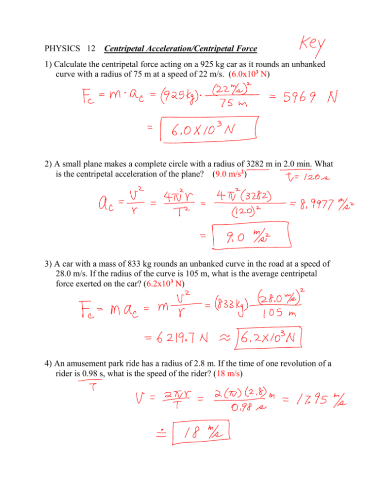 PHYSICS 12 Centripetal Acceleration/Centripetal Force