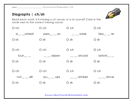 ch Consonant Digraphs Worksheets