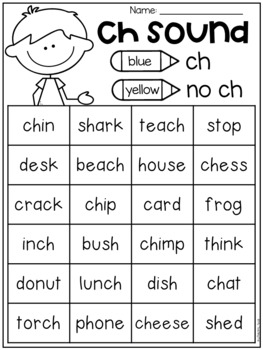 Free Digraph Worksheets - ch, th, sh by My Teaching Pal worksheets library