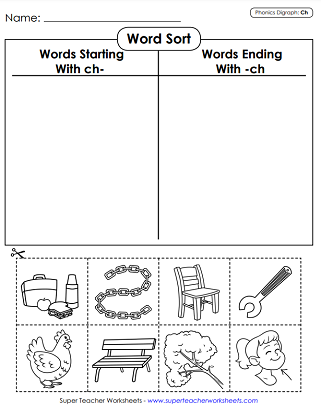 Phonics Worksheets: Ch Words