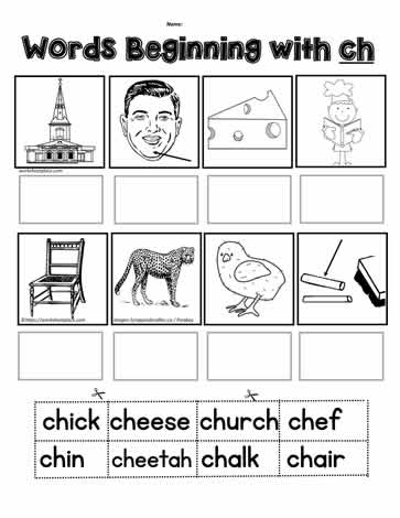 Cut n Paste ch Digraph Worksheets