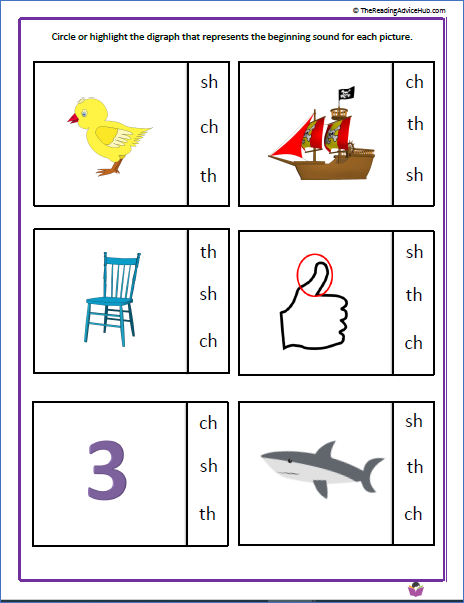 ch sh th worksheet