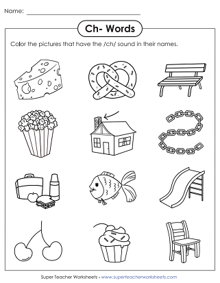 Phonics Worksheets: Ch Words
