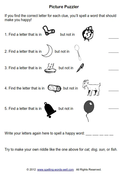 Brain Teaser Worksheets for Spelling Fun