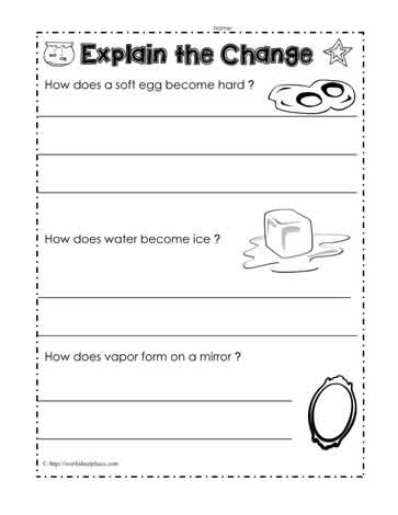 change in matter worksheet