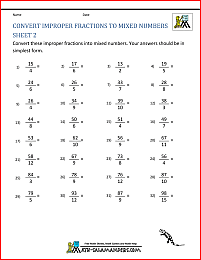 change mixed numbers to improper fractions worksheet
