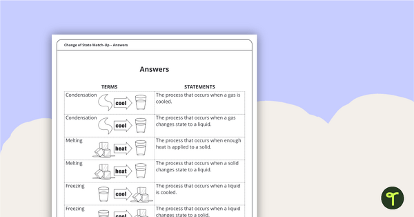 change of state worksheet answers