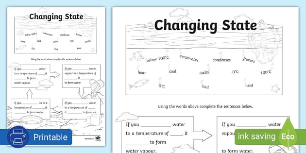 changes in states of matter worksheet