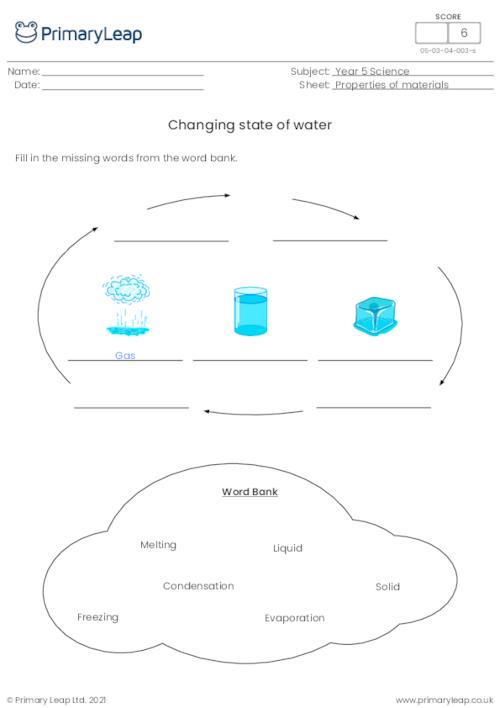 changing states of water worksheet