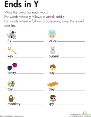 Change Nouns Ending in Y to IES | Worksheet 