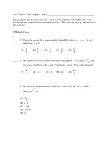 AP Calculus Test Chapter 7 Worksheet for 12th Grade | Lesson Planet
