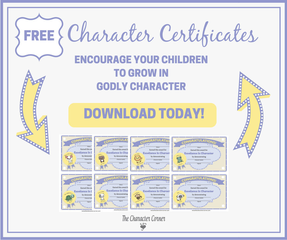 FREE Character Certificates - The Character Corner