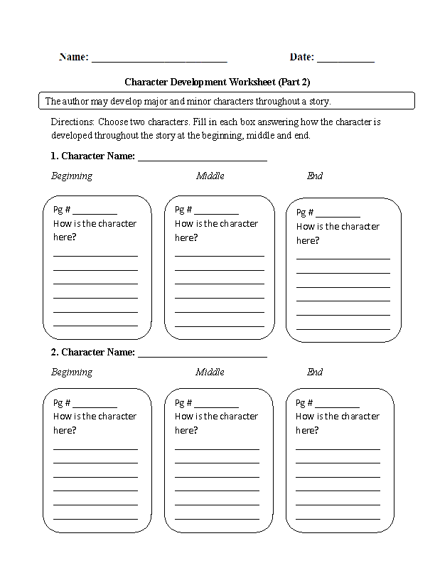 Character Analysis Worksheets | Character Development Character ...
