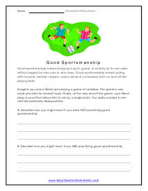 character education worksheet middle school