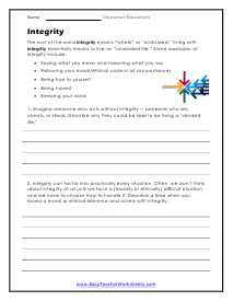 Character Education Worksheets