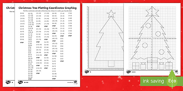 Christmas Coordinate Graphing Pictures Worksheet | Math 3-5