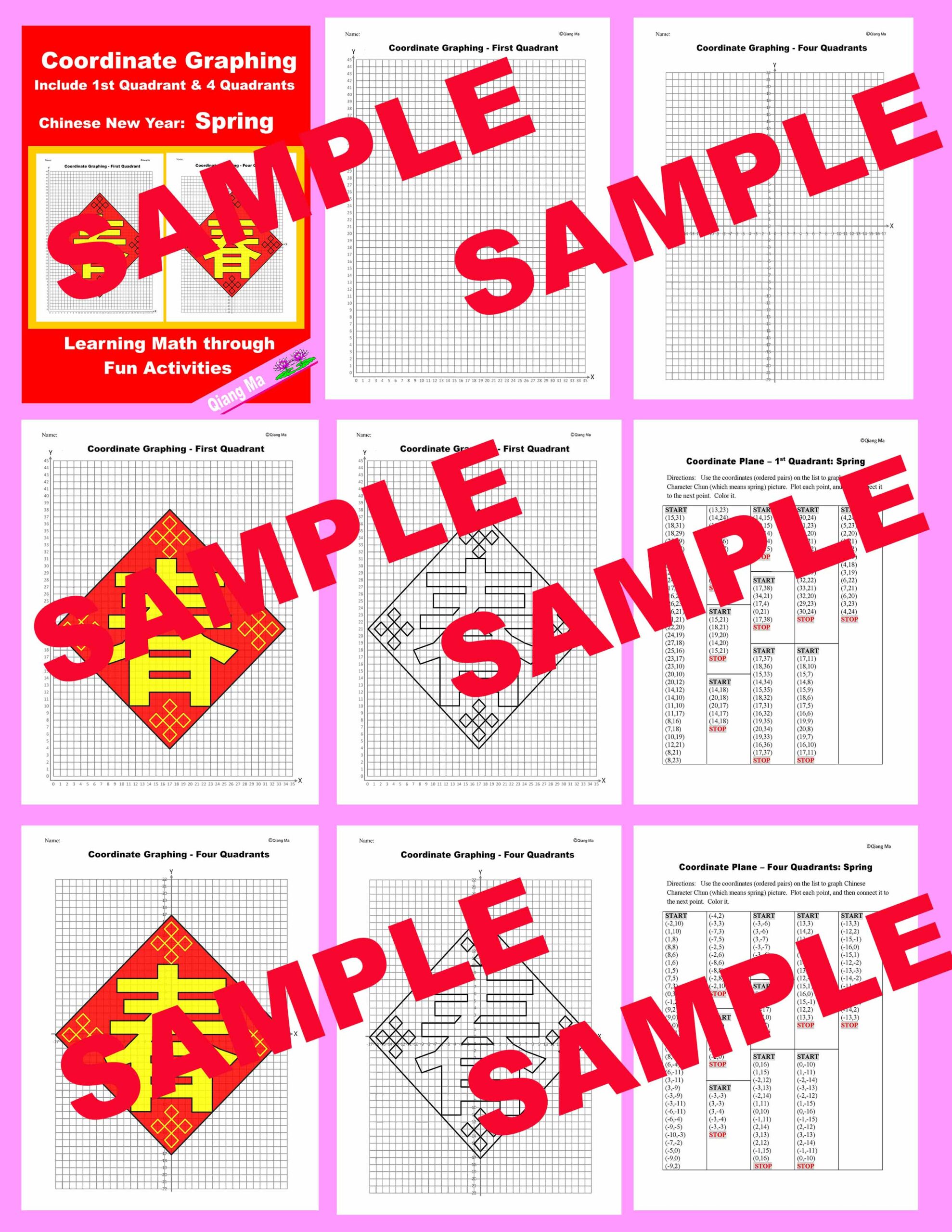 Chinese New Year Coordinate Plane Graphing Picture: Character ...