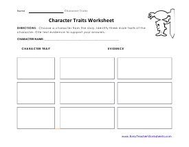 Character Traits Worksheets