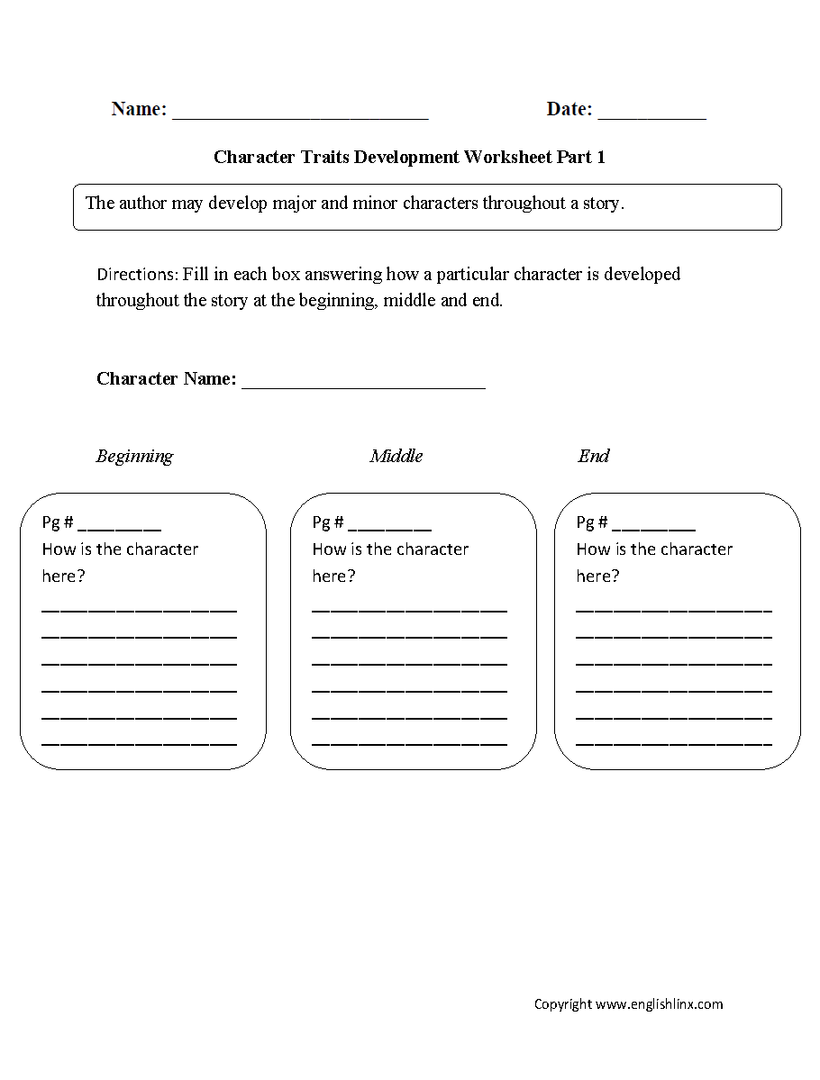 Reading Worksheets | Character Traits Worksheets