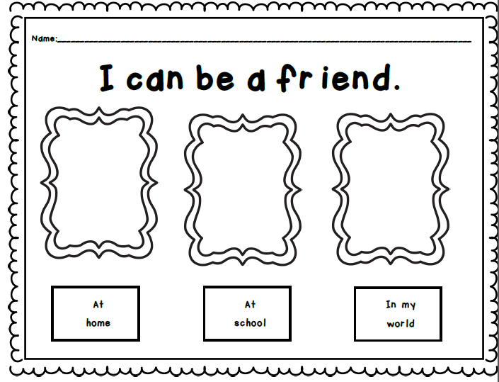 character worksheet for kindergarten