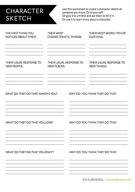 Character Sketch (Writer Worksheet Wednesday) - creative writing blog
