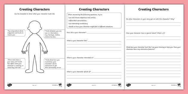 Character Development Worksheet Character Building Activity ...