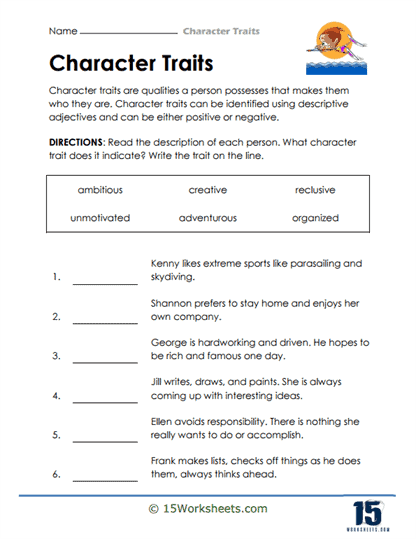 Character Traits Worksheets - 15 Worksheets Library