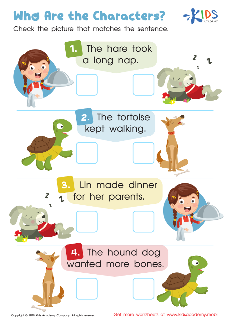 Who Are The Characters Worksheet for kids