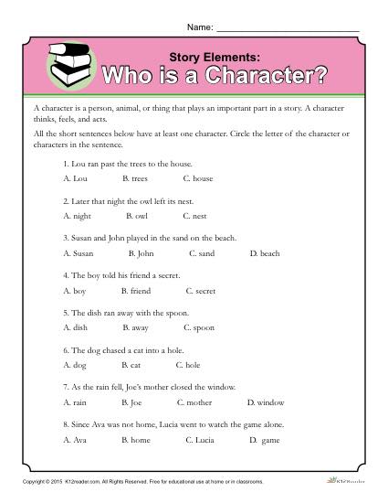 Who Is a Character? | Story Elements Activity
