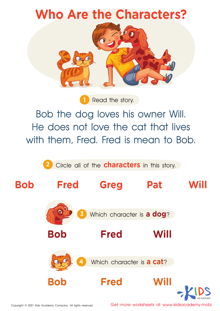Who Are the Characters? Worksheet for kids