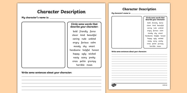 Character Sheet Template | Primary Resource (teacher made)
