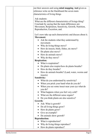 characteristics of living things worksheet middle school