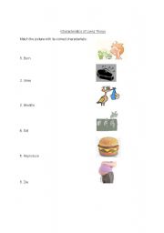 characteristics of living things worksheet
