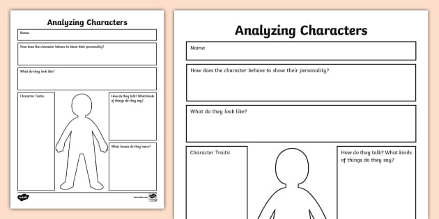 characterization worksheet middle school