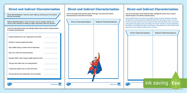 characterization worksheet