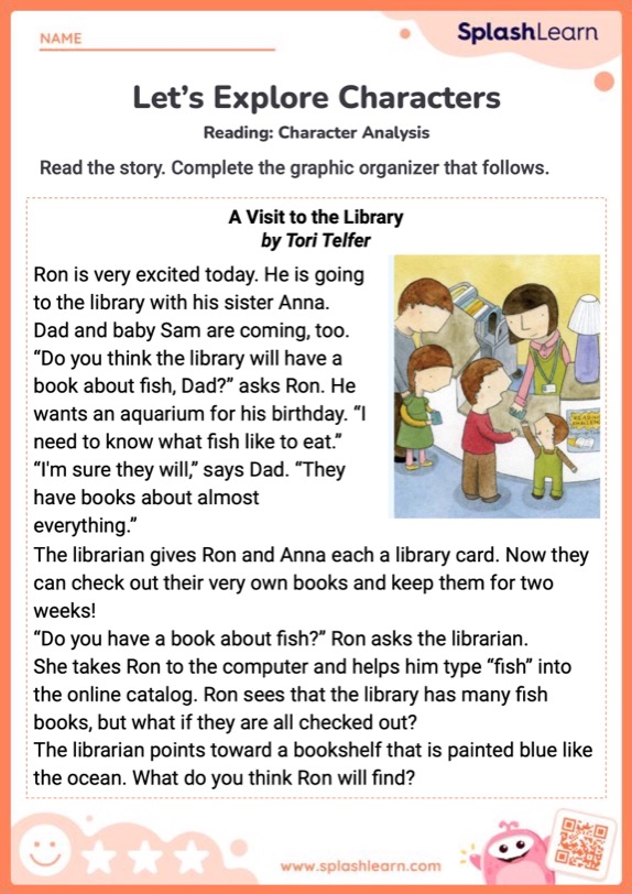 characters in a book worksheet