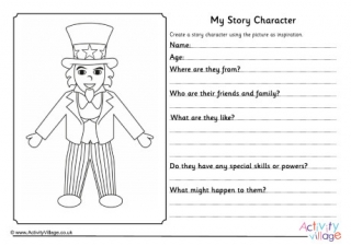 characters in a story worksheet for kindergarten