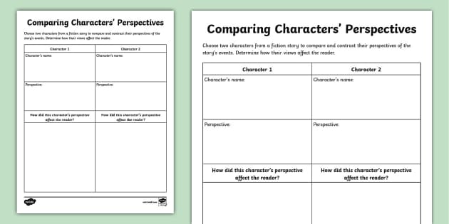 Comparing Characters Perspectives Activity (teacher made)
