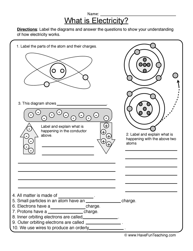 charge and electricity worksheet answers