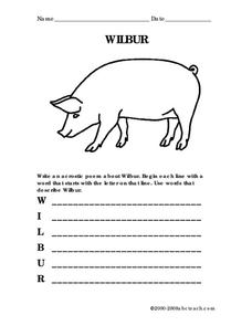 Charlottes Web Worksheet for 4th - 6th Grade | Lesson Planet