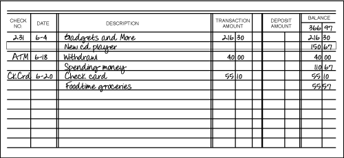 check and balance worksheet