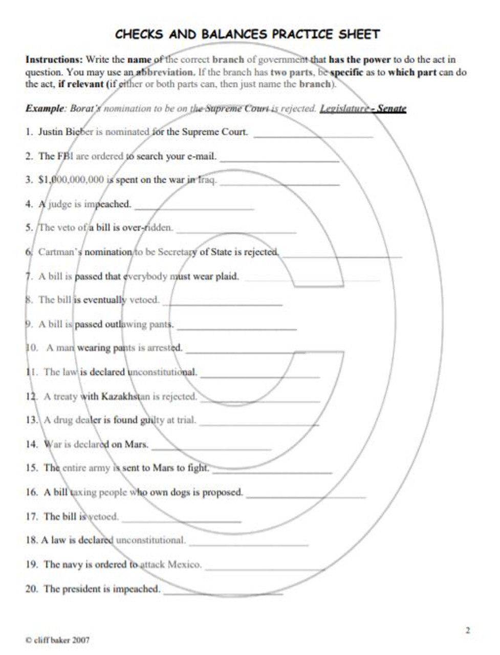check and balances worksheet answers