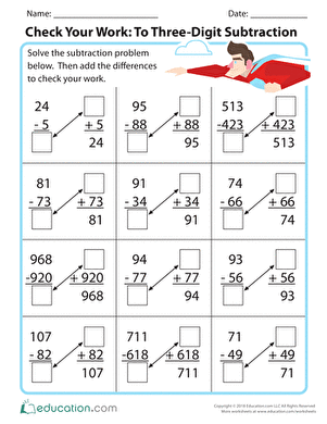Check Your Work: To Three-Digit Subtraction | Interactive ...