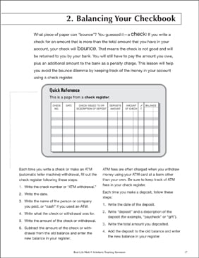 Balancing Your Checkbook: Real-Life Math | Printable Skills Sheets