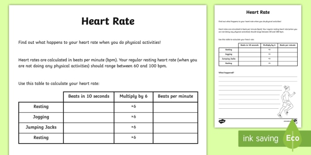 Heart Rate Activity (teacher made) - Twinkl