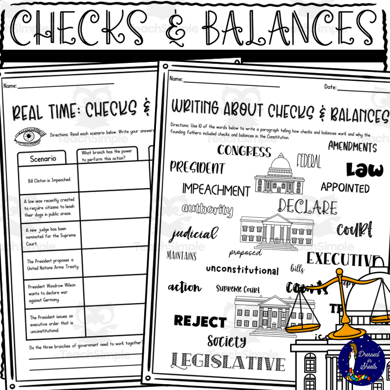 Checks and Balances Worksheets