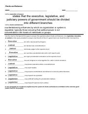 checks and balances worksheet answers