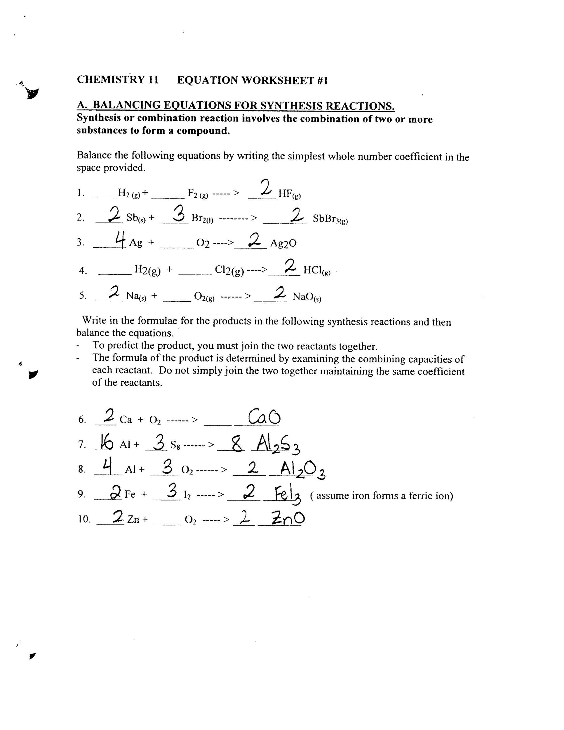 chemfiesta balancing equations worksheet answers